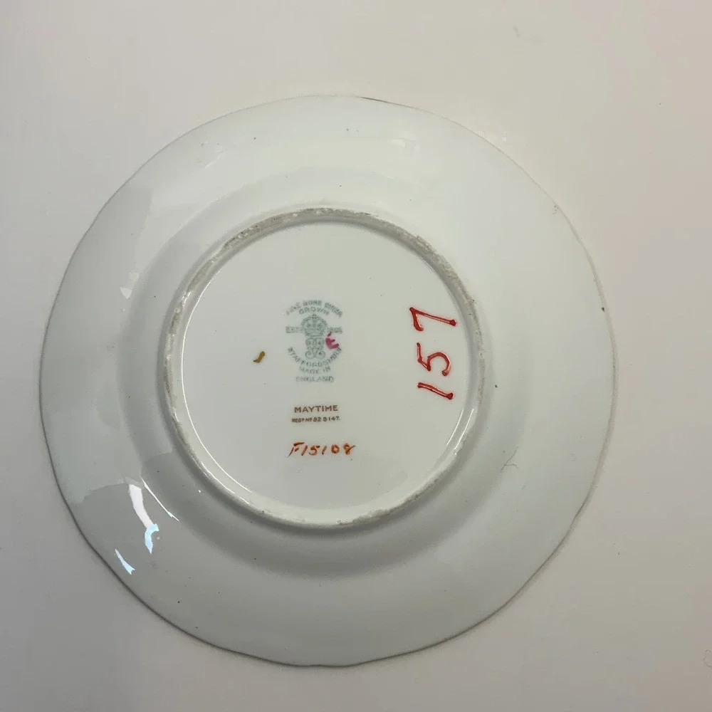 Vintage Crown Staffordshire Maytime 828147 Bone China Pink Floral Saucer 5.5in